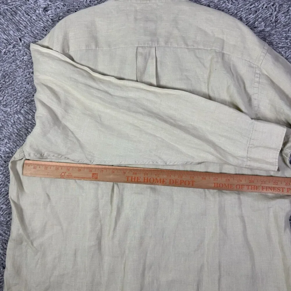 Banana Republic Irish linen Shirt Mens Large Long Sleeve Beige Preppy Summer